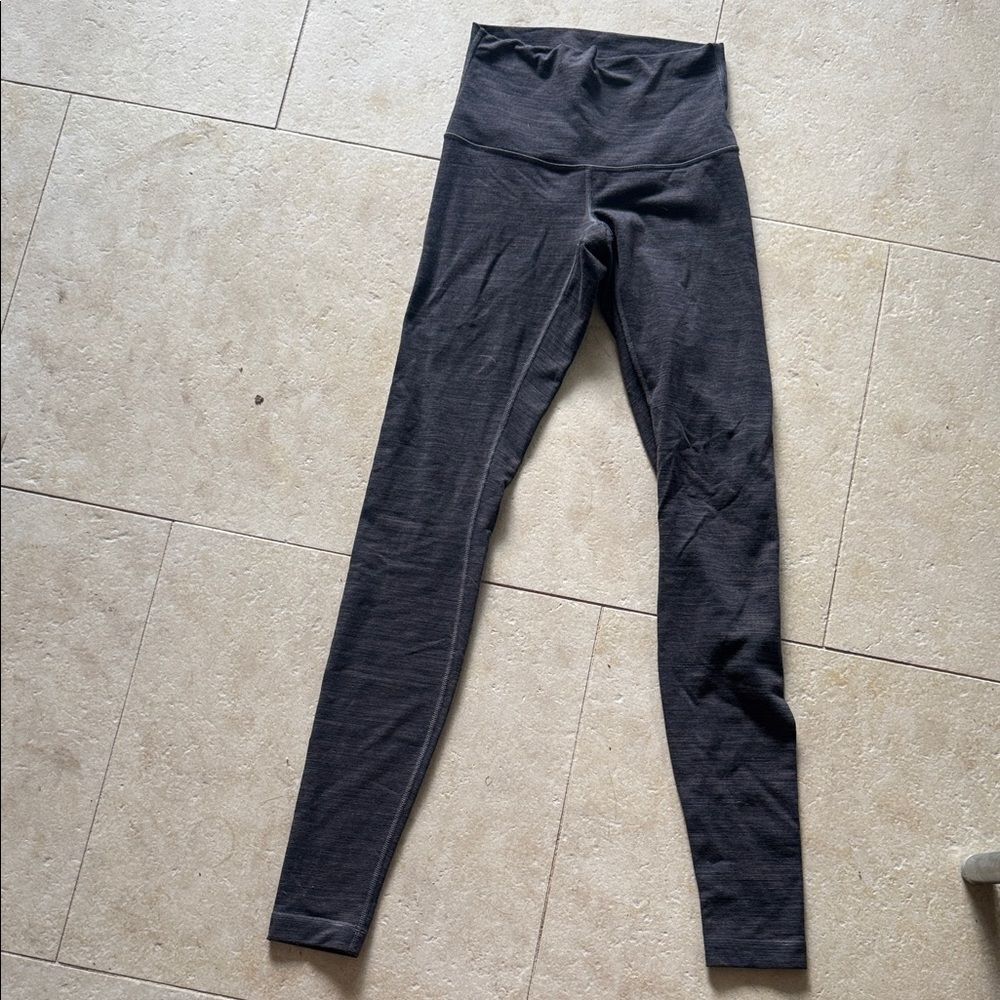 High-Waisted Striped Brown Navy Dark Leggings LULULEMON Size 4